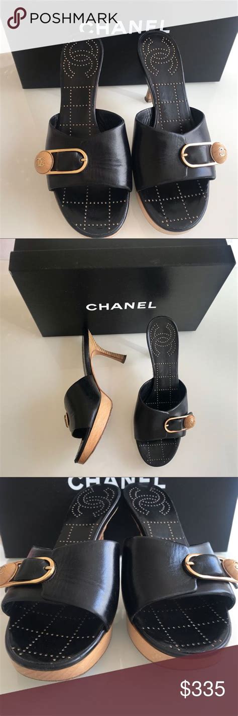 chanel wooden heel sandal